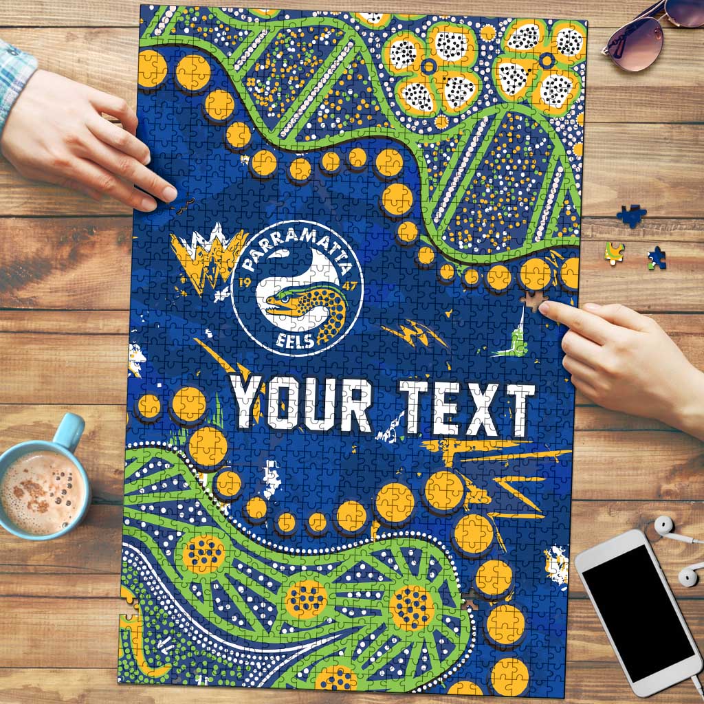 Personalized Parramatta Eels Puzzle Aboriginal Pattern with Graffiti Style Design