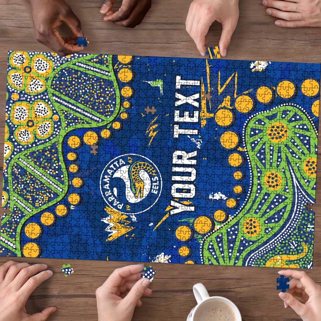 Personalized Parramatta Eels Puzzle Aboriginal Pattern with Graffiti Style Design