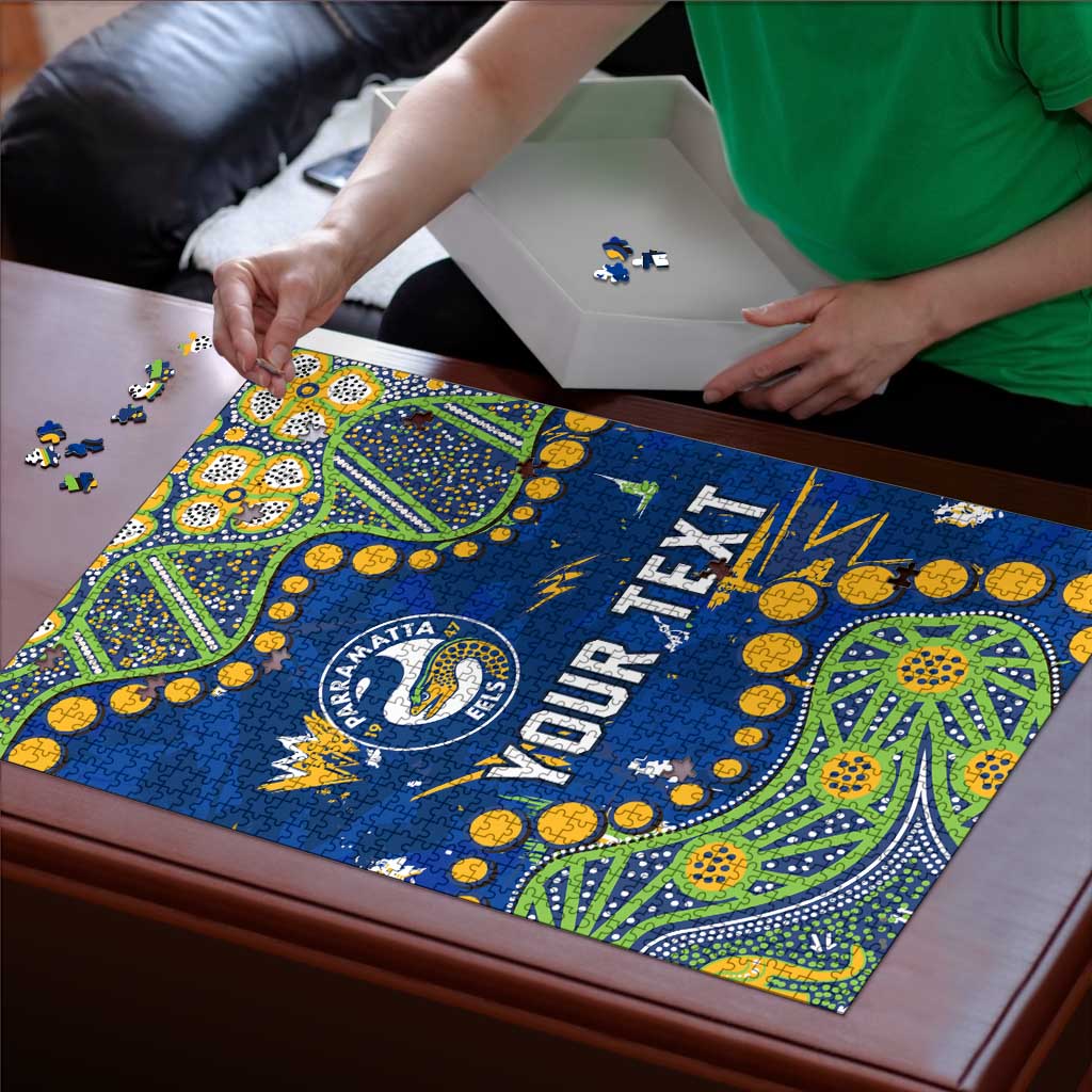 Personalized Parramatta Eels Puzzle Aboriginal Pattern with Graffiti Style Design