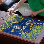 Personalized Parramatta Eels Puzzle Aboriginal Pattern with Graffiti Style Design
