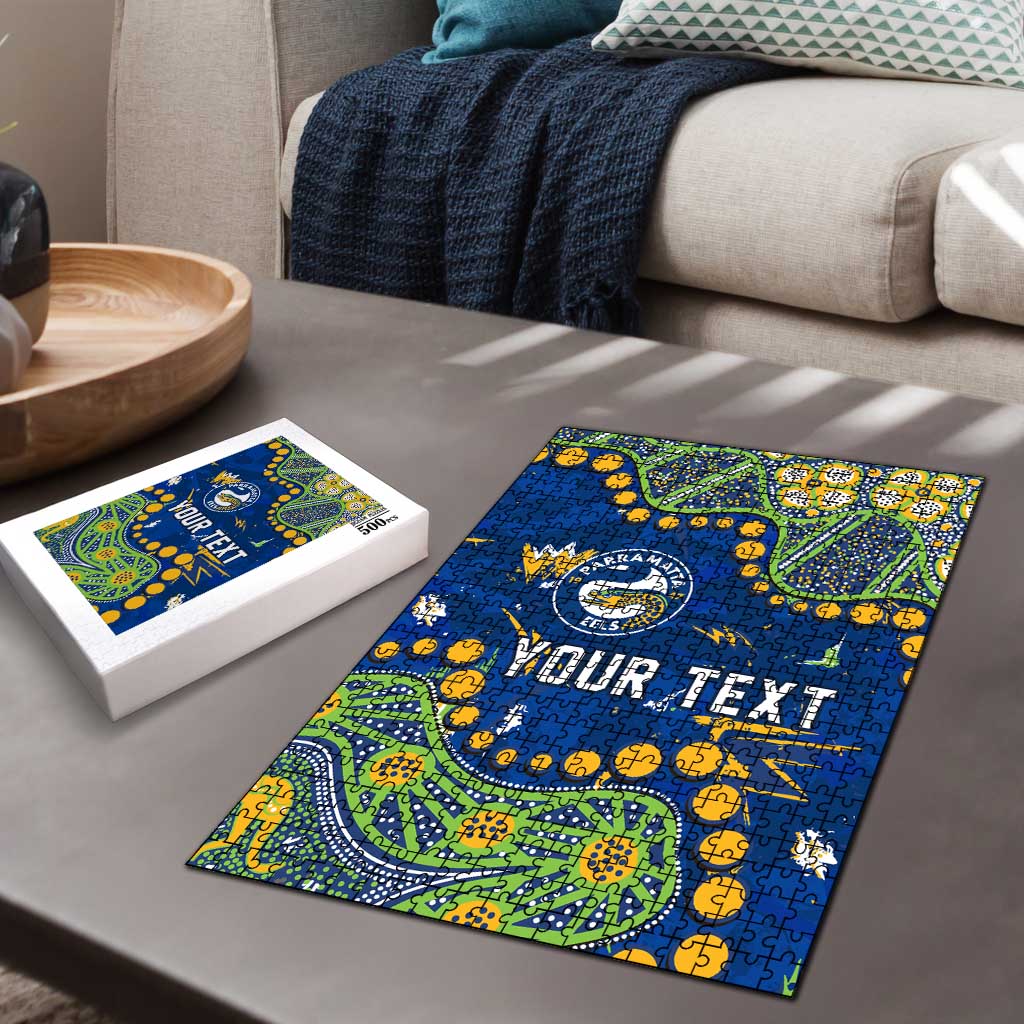 Personalized Parramatta Eels Puzzle Aboriginal Pattern with Graffiti Style Design