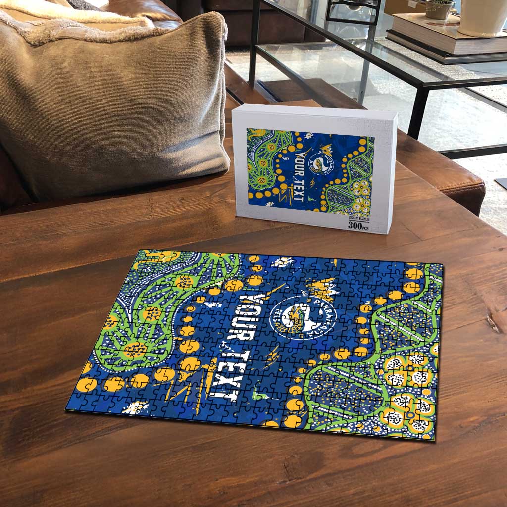 Personalized Parramatta Eels Puzzle Aboriginal Pattern with Graffiti Style Design