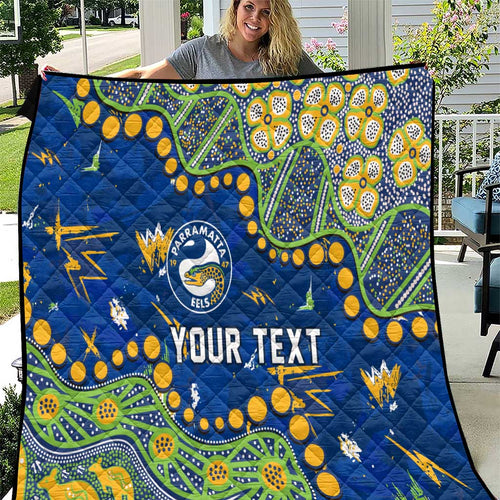 Personalized Parramatta Eels Quilt Aboriginal Pattern with Graffiti Style Design