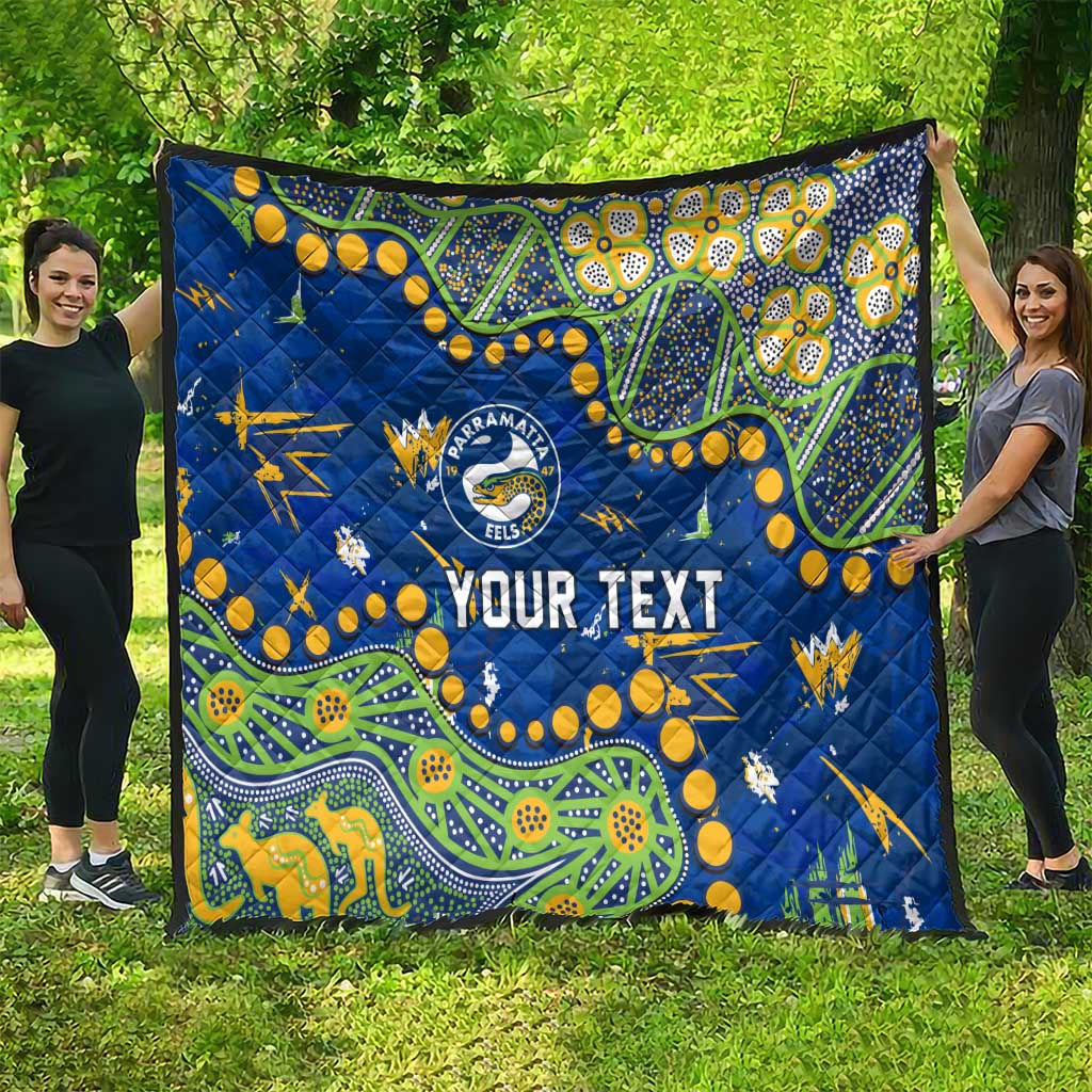 Personalized Parramatta Eels Quilt Aboriginal Pattern with Graffiti Style Design