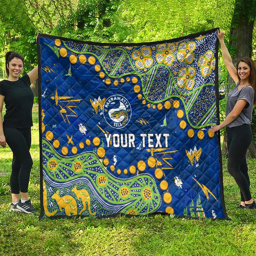 Personalized Parramatta Eels Quilt Aboriginal Pattern with Graffiti Style Design