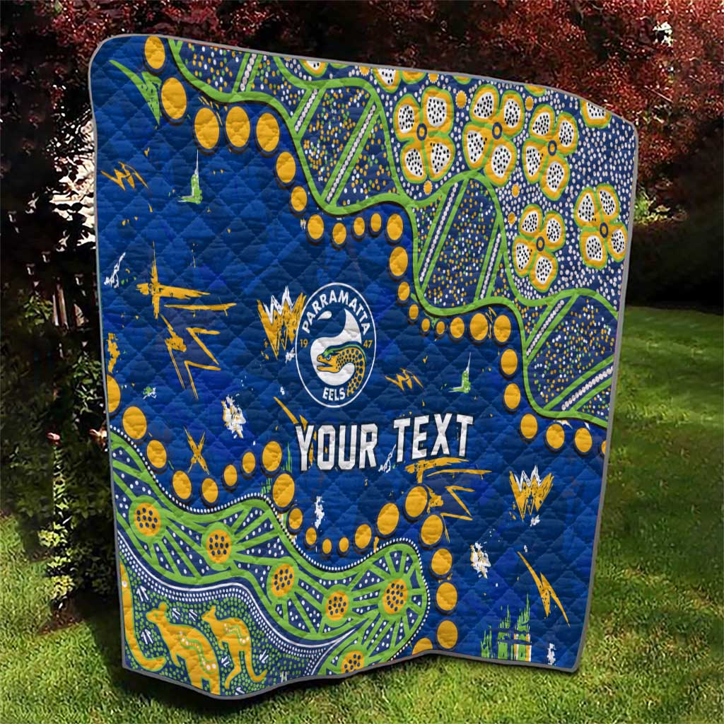 Personalized Parramatta Eels Quilt Aboriginal Pattern with Graffiti Style Design