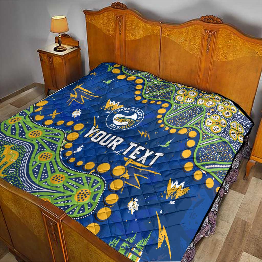 Personalized Parramatta Eels Quilt Aboriginal Pattern with Graffiti Style Design