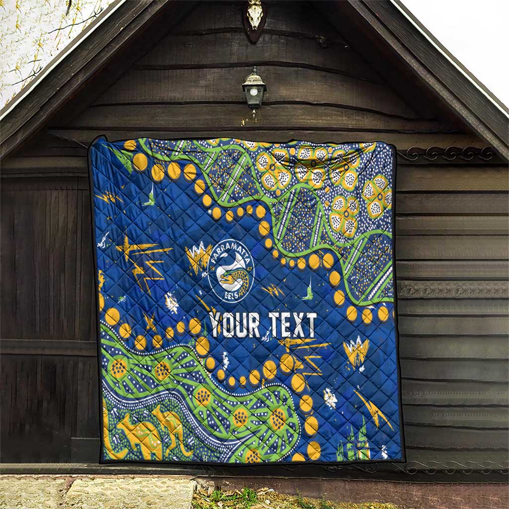 Personalized Parramatta Eels Quilt Aboriginal Pattern with Graffiti Style Design