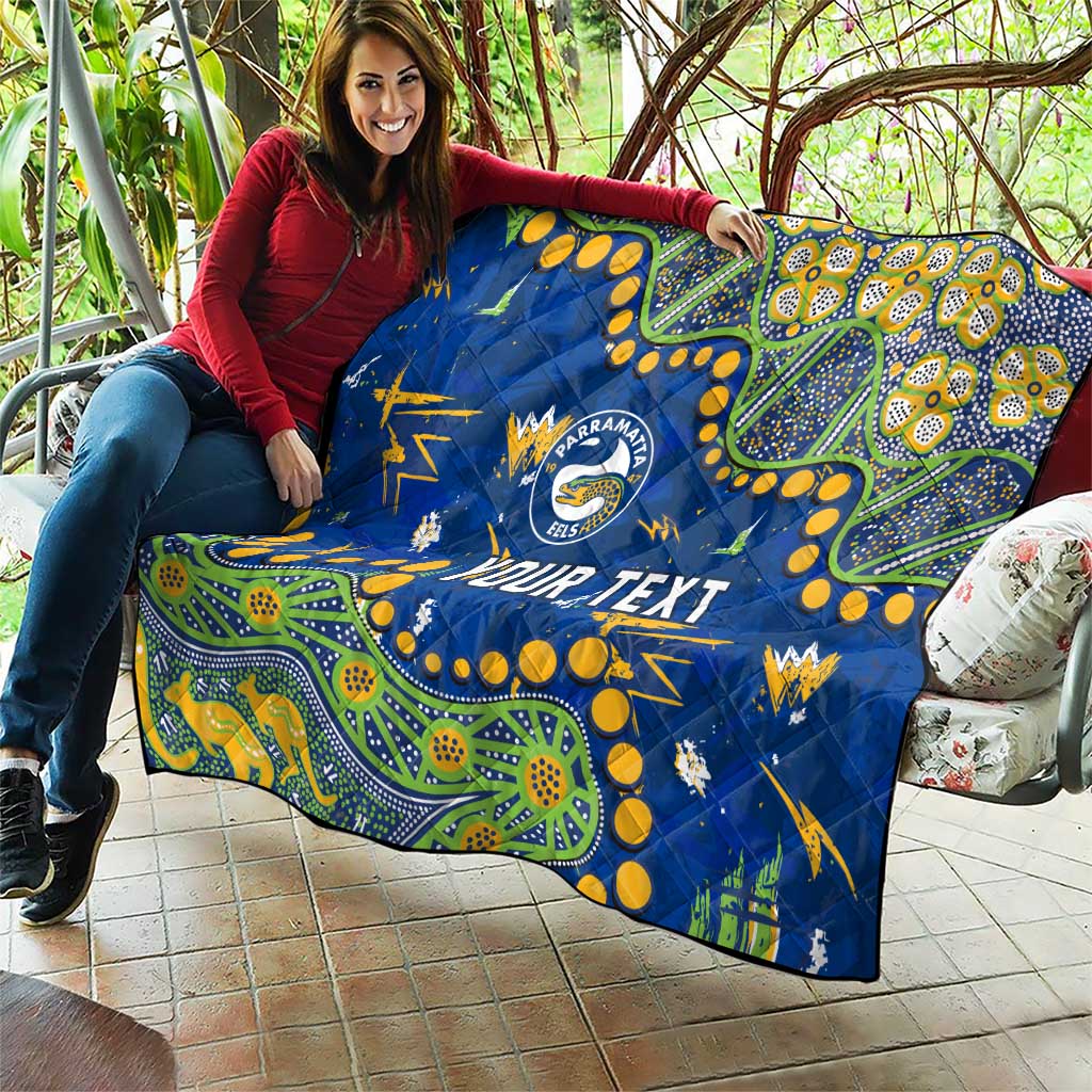 Personalized Parramatta Eels Quilt Aboriginal Pattern with Graffiti Style Design