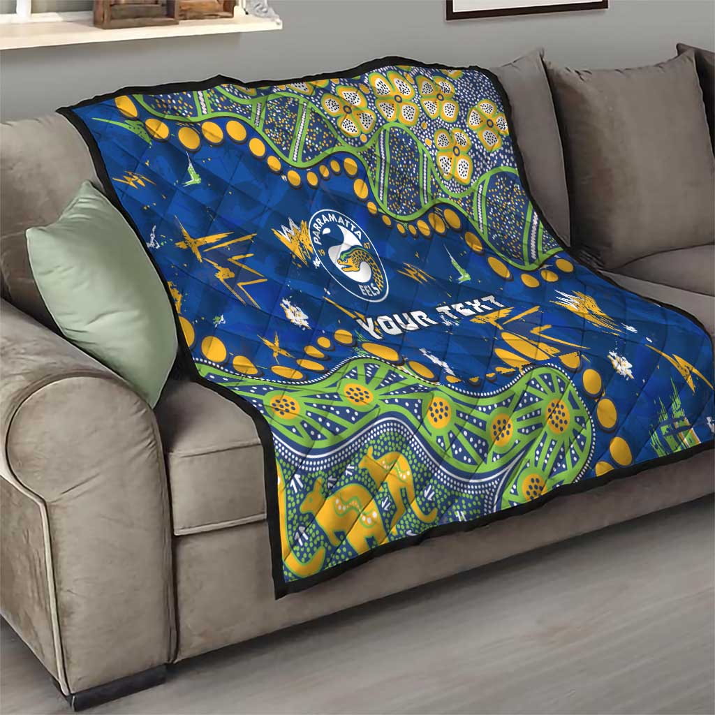 Personalized Parramatta Eels Quilt Aboriginal Pattern with Graffiti Style Design