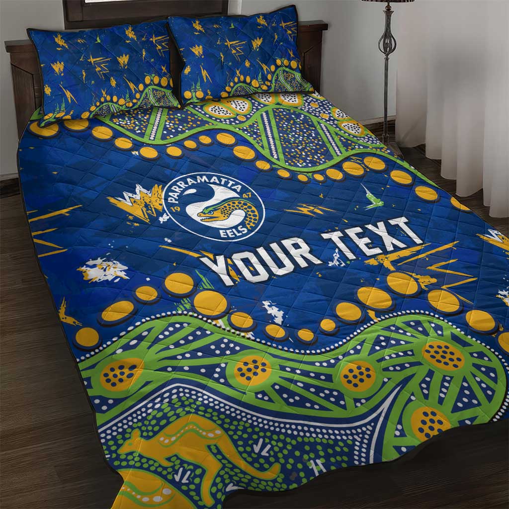Personalized Parramatta Eels Quilt Bed Set Aboriginal Pattern with Graffiti Style Design