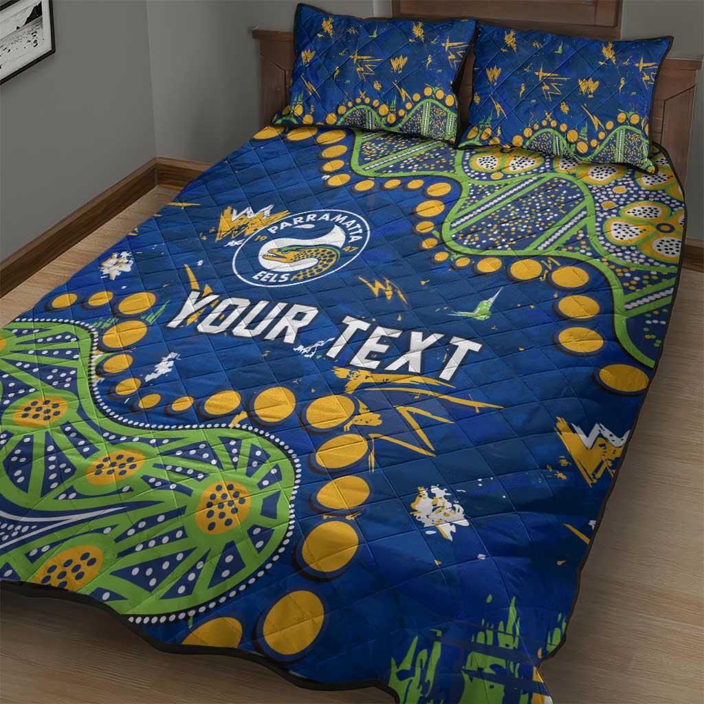 Personalized Parramatta Eels Quilt Bed Set Aboriginal Pattern with Graffiti Style Design
