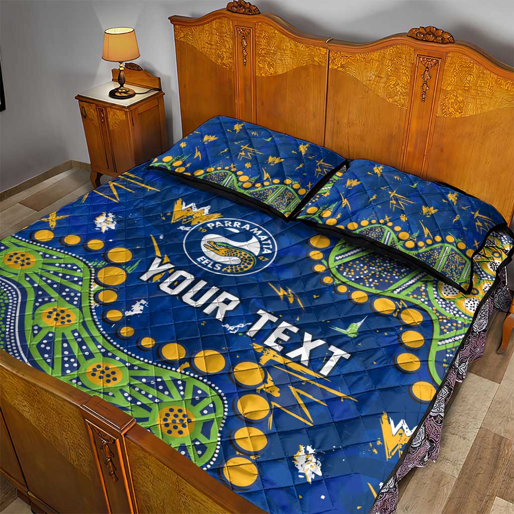 Personalized Parramatta Eels Quilt Bed Set Aboriginal Pattern with Graffiti Style Design