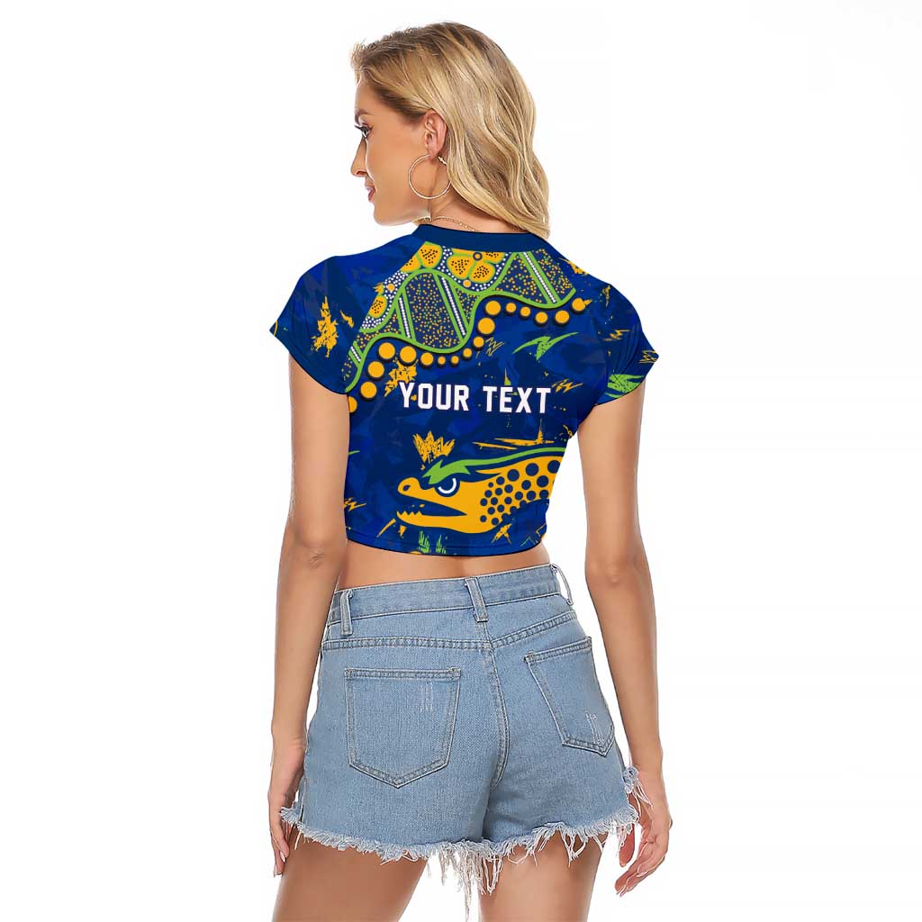Personalized Parramatta Eels Raglan Cropped T Shirt Aboriginal Pattern with Graffiti Style Design