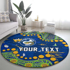 Personalized Parramatta Eels Round Carpet Aboriginal Pattern with Graffiti Style Design