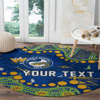 Personalized Parramatta Eels Round Carpet Aboriginal Pattern with Graffiti Style Design
