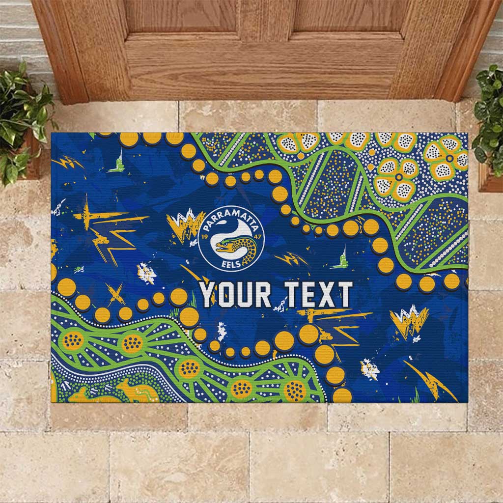Personalized Parramatta Eels Rubber Doormat Aboriginal Pattern with Graffiti Style Design