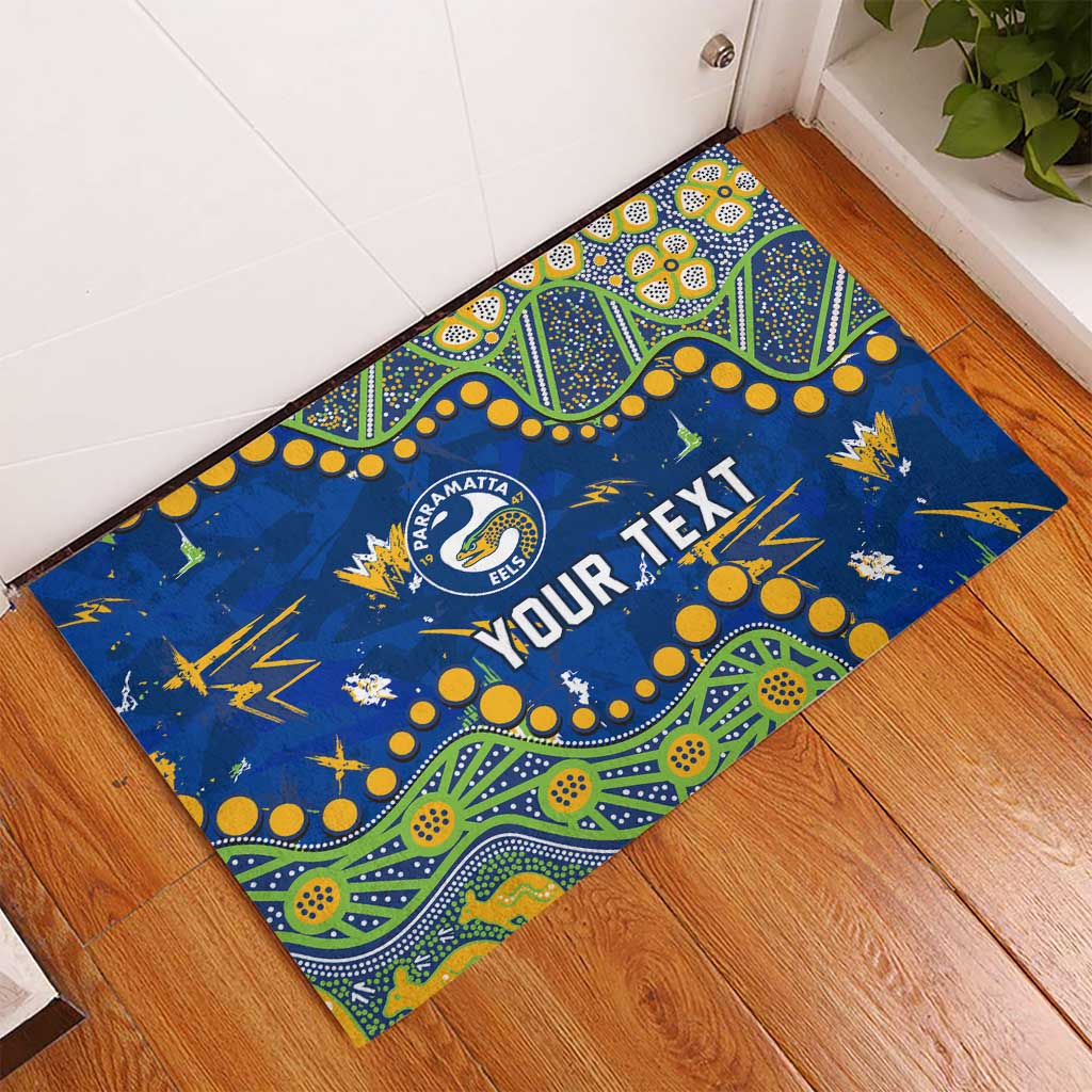 Personalized Parramatta Eels Rubber Doormat Aboriginal Pattern with Graffiti Style Design