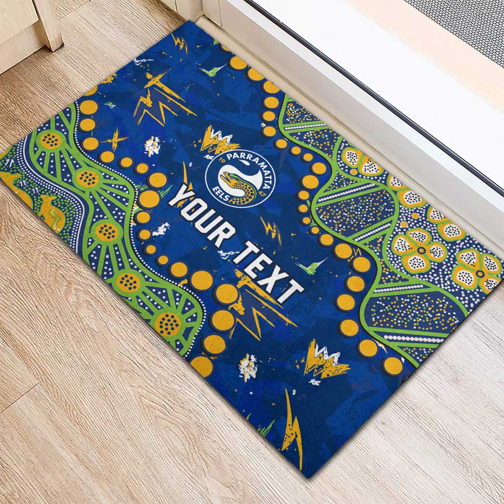 Personalized Parramatta Eels Rubber Doormat Aboriginal Pattern with Graffiti Style Design