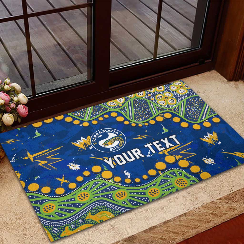 Personalized Parramatta Eels Rubber Doormat Aboriginal Pattern with Graffiti Style Design