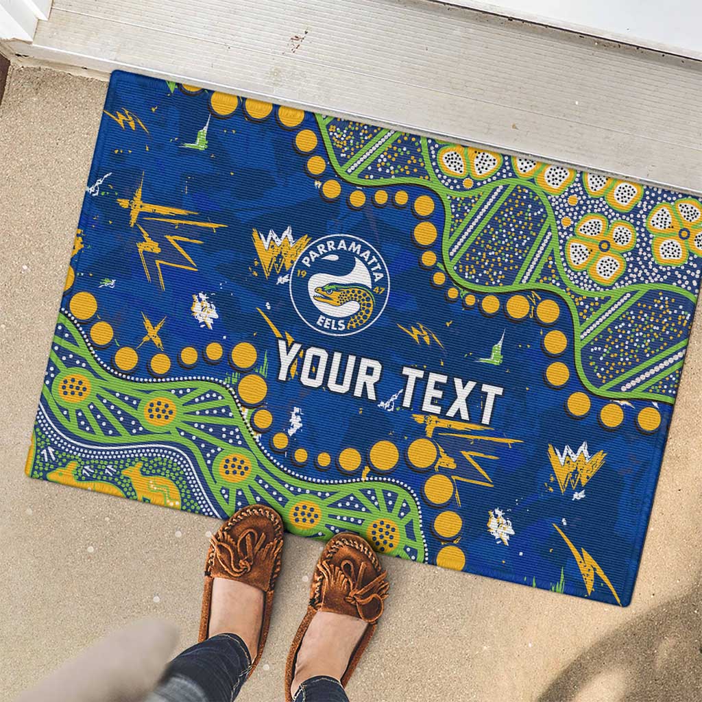 Personalized Parramatta Eels Rubber Doormat Aboriginal Pattern with Graffiti Style Design