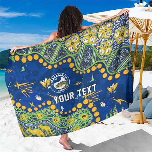 Personalized Parramatta Eels Sarong Aboriginal Pattern with Graffiti Style Design