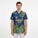 Personalized Parramatta Eels Scrub Top Aboriginal Pattern with Graffiti Style Design