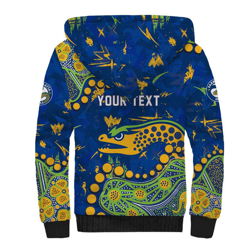 Personalized Parramatta Eels Sherpa Hoodie Aboriginal Pattern with Graffiti Style Design