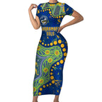 Personalized Parramatta Eels Short Sleeve Bodycon Dress Aboriginal Pattern with Graffiti Style Design