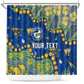 Personalized Parramatta Eels Shower Curtain Aboriginal Pattern with Graffiti Style Design