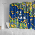Personalized Parramatta Eels Shower Curtain Aboriginal Pattern with Graffiti Style Design