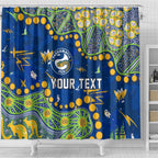 Personalized Parramatta Eels Shower Curtain Aboriginal Pattern with Graffiti Style Design