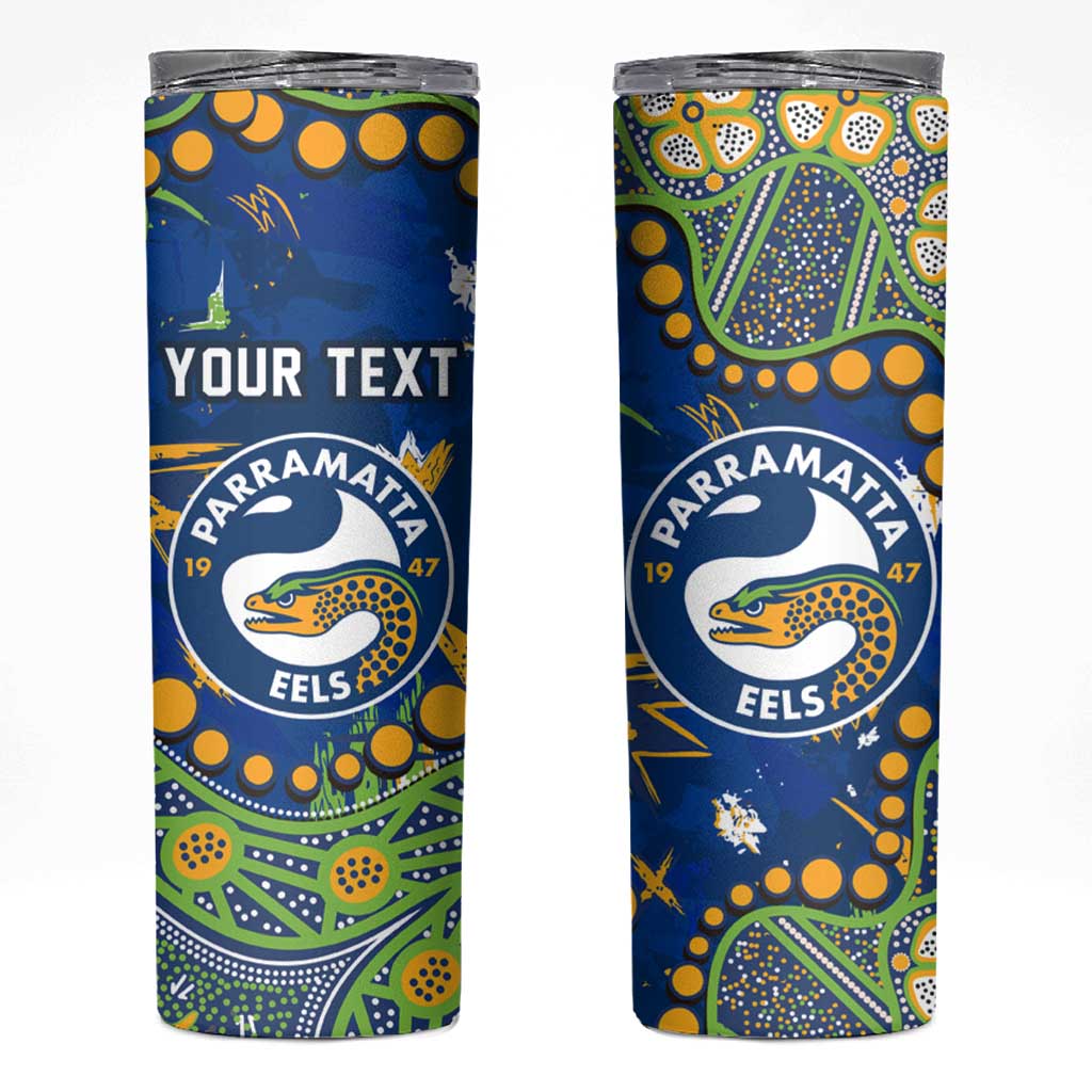 Personalized Parramatta Eels Skinny Tumbler Aboriginal Pattern with Graffiti Style Design