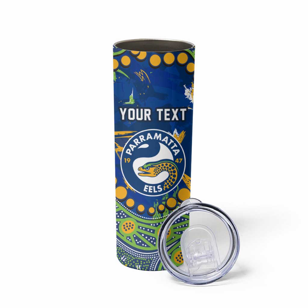 Personalized Parramatta Eels Skinny Tumbler Aboriginal Pattern with Graffiti Style Design