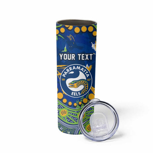 Personalized Parramatta Eels Skinny Tumbler Aboriginal Pattern with Graffiti Style Design