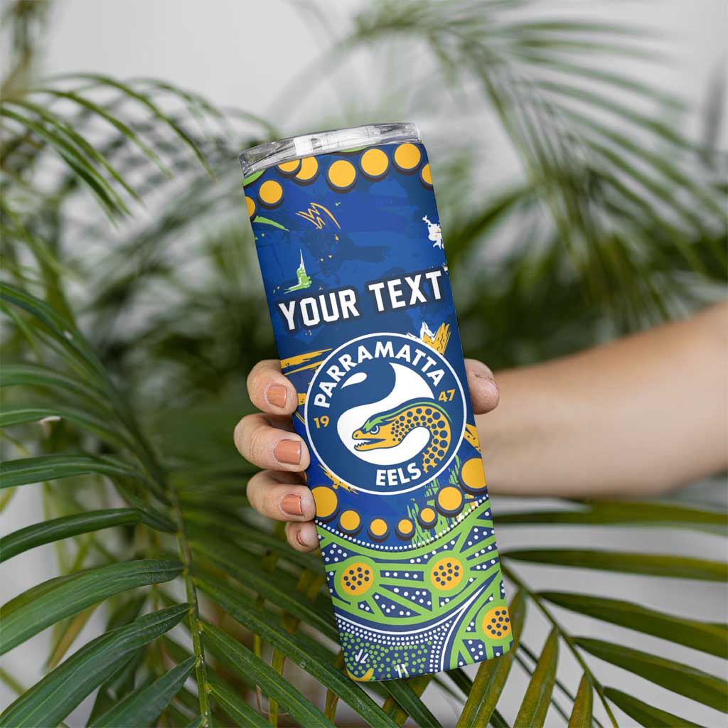 Personalized Parramatta Eels Skinny Tumbler Aboriginal Pattern with Graffiti Style Design