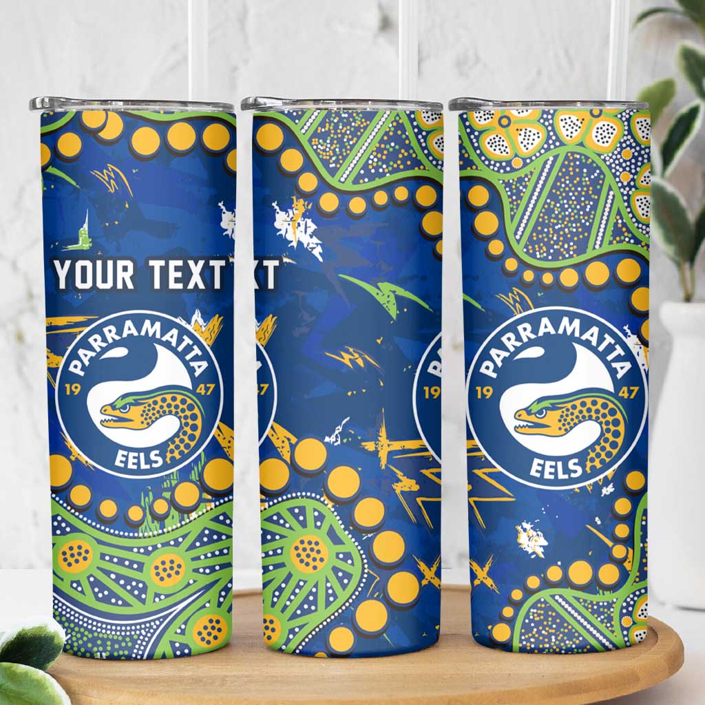 Personalized Parramatta Eels Skinny Tumbler Aboriginal Pattern with Graffiti Style Design