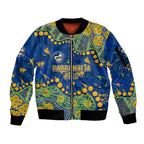 Personalized Parramatta Eels Sleeve Zip Bomber Jacket Aboriginal Pattern with Graffiti Style Design