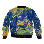Personalized Parramatta Eels Sleeve Zip Bomber Jacket Aboriginal Pattern with Graffiti Style Design