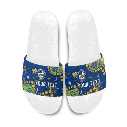 Personalized Parramatta Eels Slide Sandals Aboriginal Pattern with Graffiti Style Design