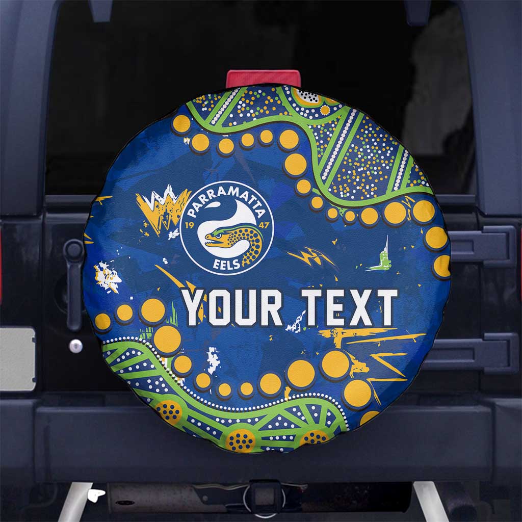 Personalized Parramatta Eels Spare Tire Cover Aboriginal Pattern with Graffiti Style Design