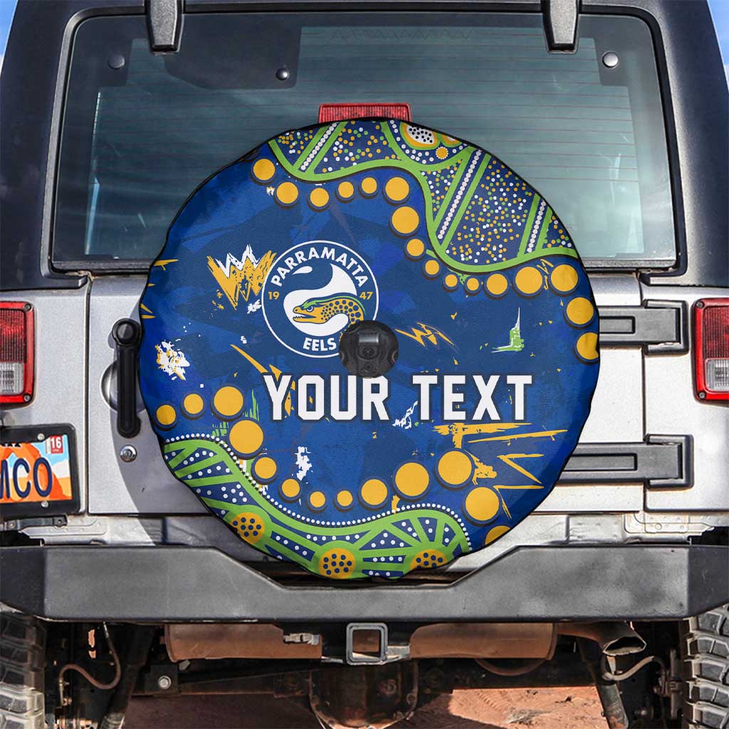 Personalized Parramatta Eels Spare Tire Cover Aboriginal Pattern with Graffiti Style Design
