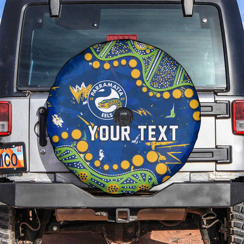 Personalized Parramatta Eels Spare Tire Cover Aboriginal Pattern with Graffiti Style Design
