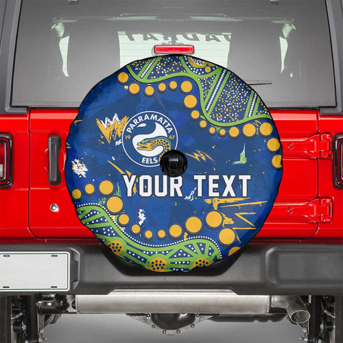 Personalized Parramatta Eels Spare Tire Cover Aboriginal Pattern with Graffiti Style Design
