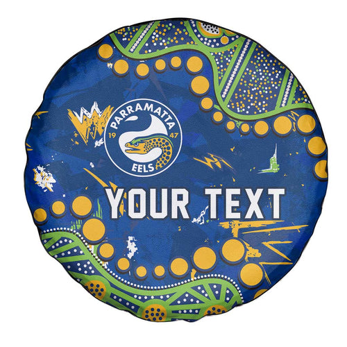 Personalized Parramatta Eels Spare Tire Cover Aboriginal Pattern with Graffiti Style Design