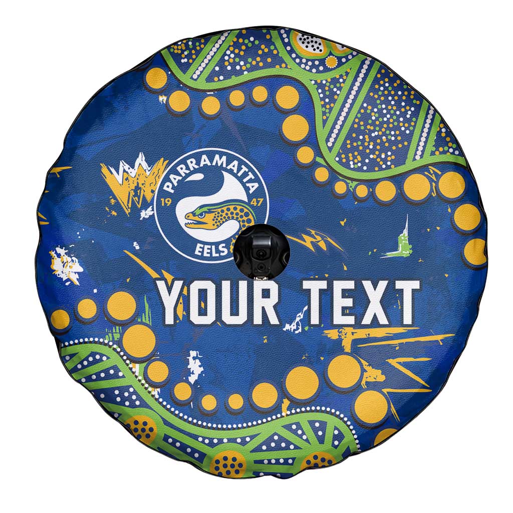 Personalized Parramatta Eels Spare Tire Cover Aboriginal Pattern with Graffiti Style Design