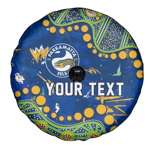 Personalized Parramatta Eels Spare Tire Cover Aboriginal Pattern with Graffiti Style Design
