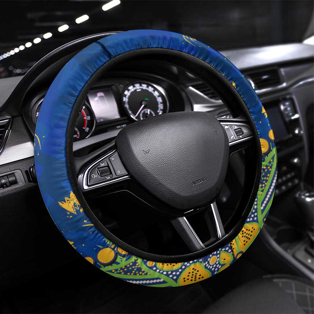 Parramatta Eels Steering Wheel Cover Aboriginal Pattern with Graffiti Style Design