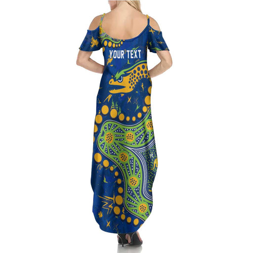 Personalized Parramatta Eels Summer Maxi Dress Aboriginal Pattern with Graffiti Style Design