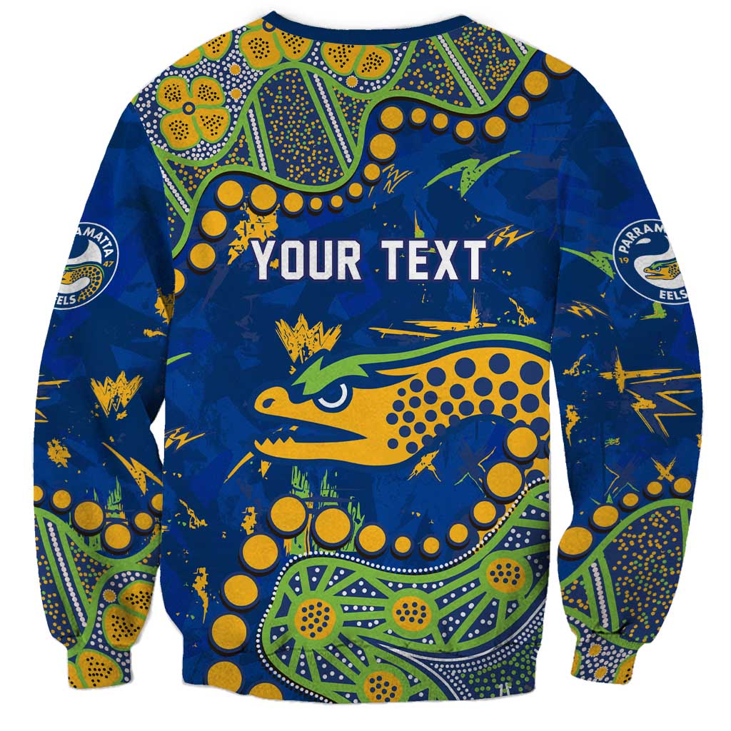 Personalized Parramatta Eels Sweatshirt Aboriginal Pattern with Graffiti Style Design